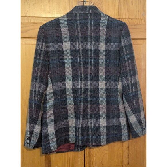 Evan Picone Blazer Academia Plaid 100% Wool Jacket Size 14 - Picture 12 of 16